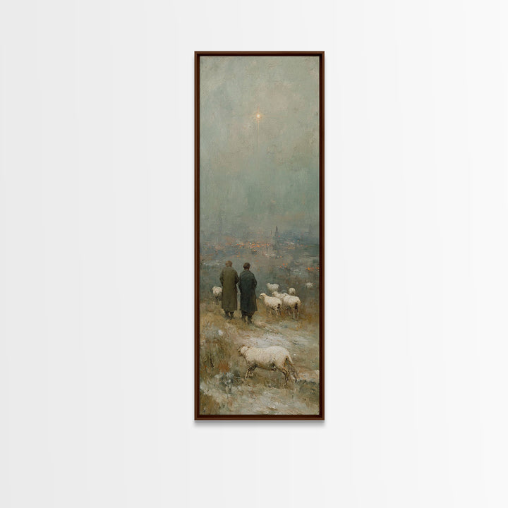 Star Of Bethlehem, Framed Canvas Print, Narrow Art, Christian Wall Art, Christian Art Print, Jesus Painting, Christmas Canvas Wall Art