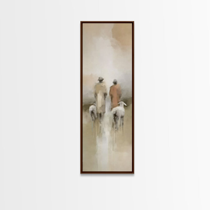 Night Of Promise, Framed Canvas Print, Tall Narrow Wall Art, Christian Christmas Art, Christian Art Work, Jesus Christmas Art, Subtle Chris