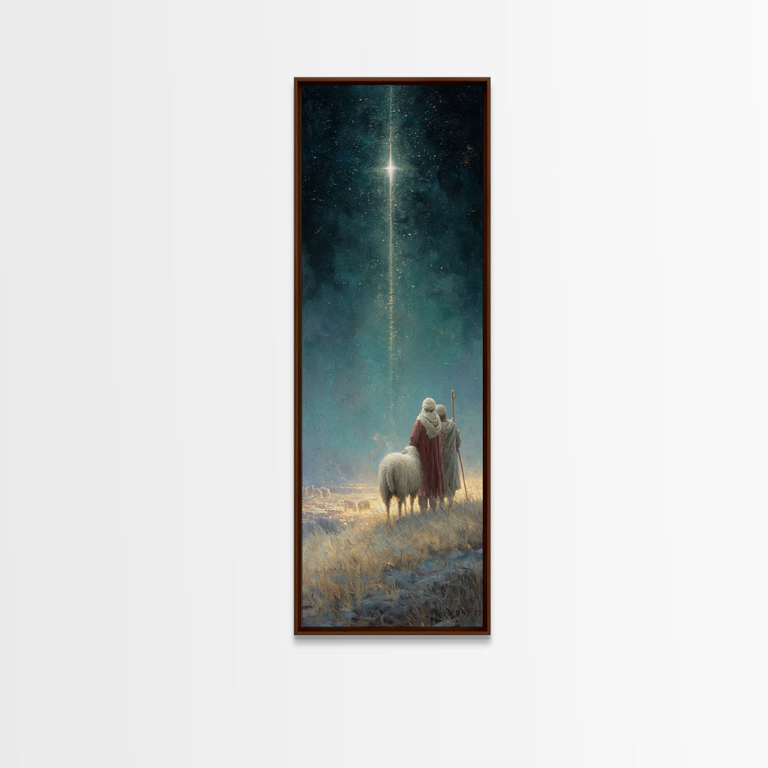 Heavenly Calling, Framed Canvas Print, Narrow Art, Christian Art, Christian Art Canvas, Christian Christmas Decorations, Moody Christmas Ar