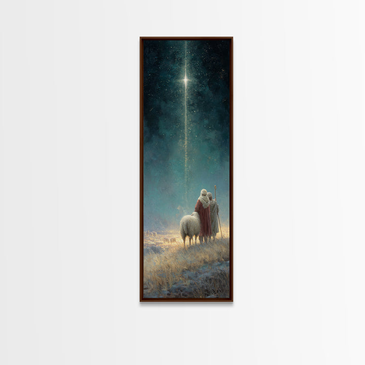Heavenly Calling, Framed Canvas Print, Narrow Art, Christian Art, Christian Art Canvas, Christian Christmas Decorations, Moody Christmas Ar