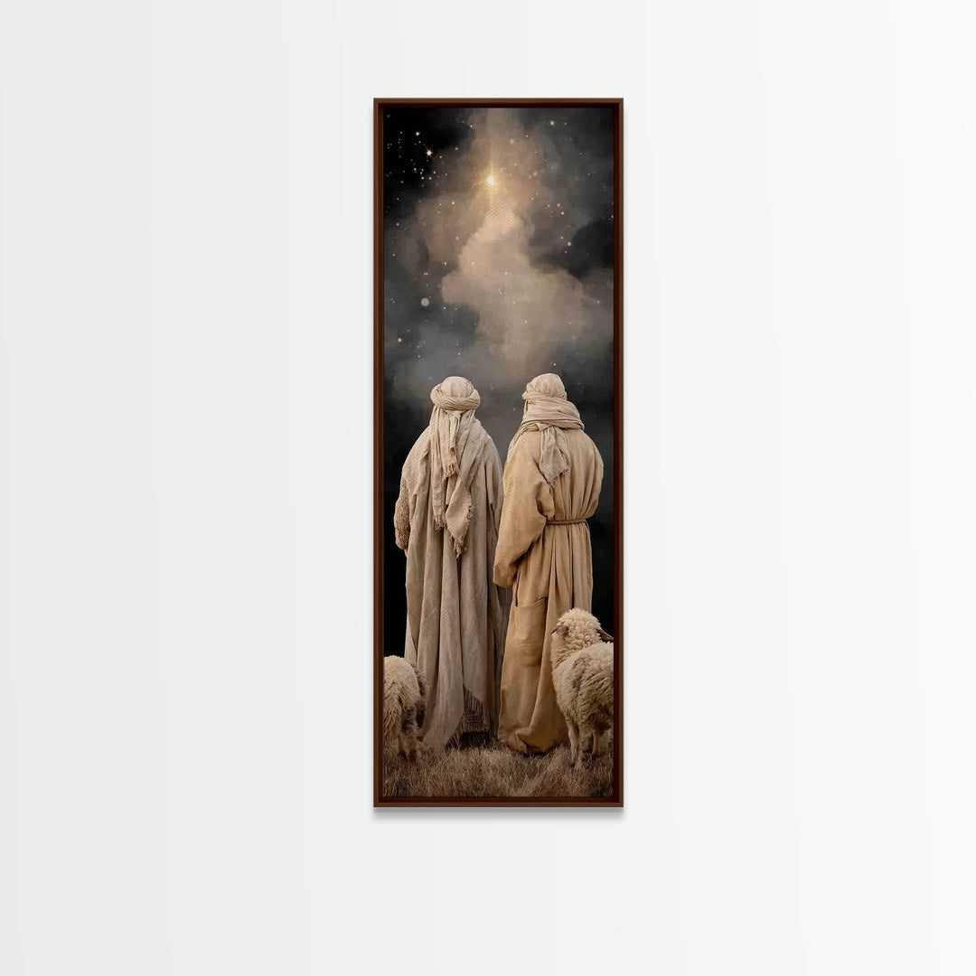 Divine Light Rise, Framed Canvas Print, Tall Narrow Wall Art, Christian Wall Art, Large Christian Painting, Christmas Art Prints, Christian