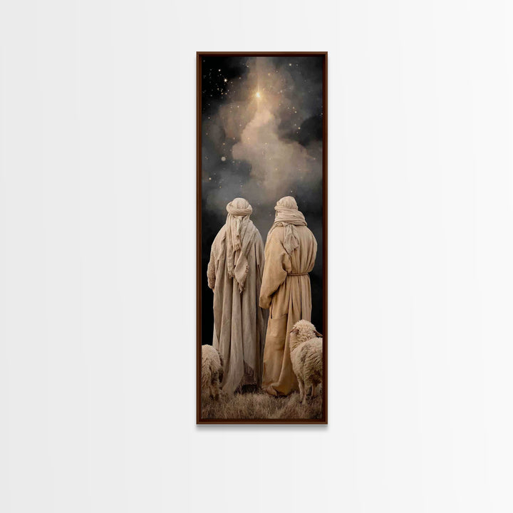 Divine Light Rise, Framed Canvas Print, Tall Narrow Wall Art, Christian Wall Art, Large Christian Painting, Christmas Art Prints, Christian