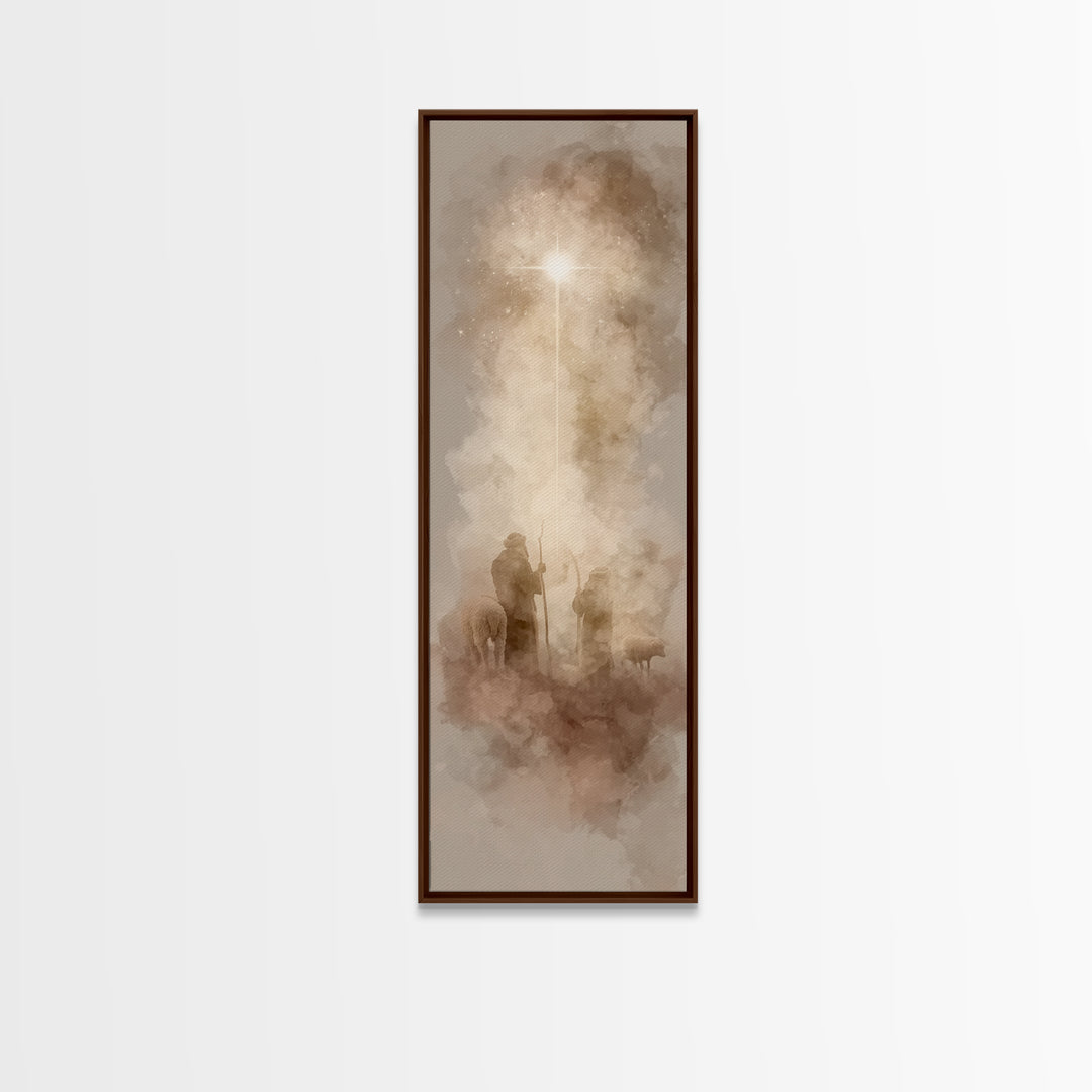 Holy Night Path, Framed Canvas Print, Skinny Art, Christian Art Canvas, Christian Gift Ideas, Christmas Canvas Wall Art, Minimalist Christi