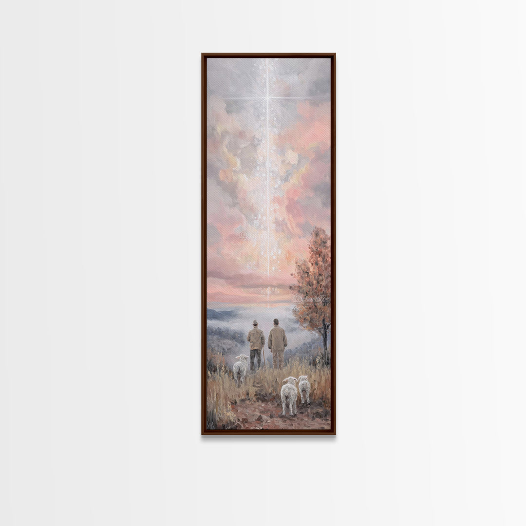Eternal Dawn Star, Framed Canvas Print, Tall Skinny Art Print, Christian Christmas Art, Christian Art Print, Framed Christian Art, Vintage