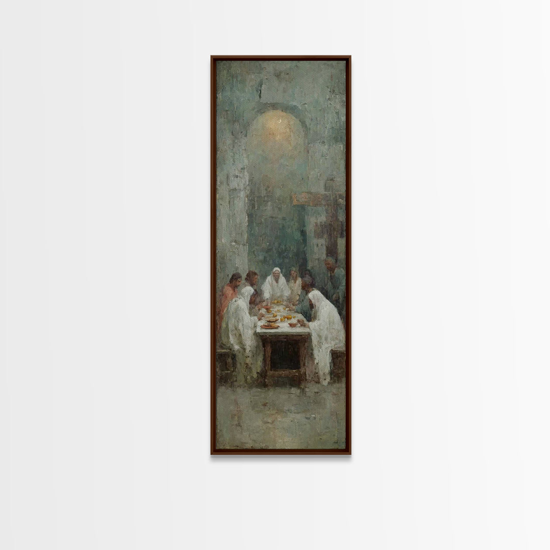 Table Of Fellowship – Framed Canvas Print – Christian Art Canvas – Christian Wall Art – Tall Narrow Wall Art – Christian Painting – Christi