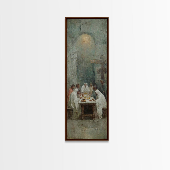Table Of Fellowship – Framed Canvas Print – Christian Art Canvas – Christian Wall Art – Tall Narrow Wall Art – Christian Painting – Christi