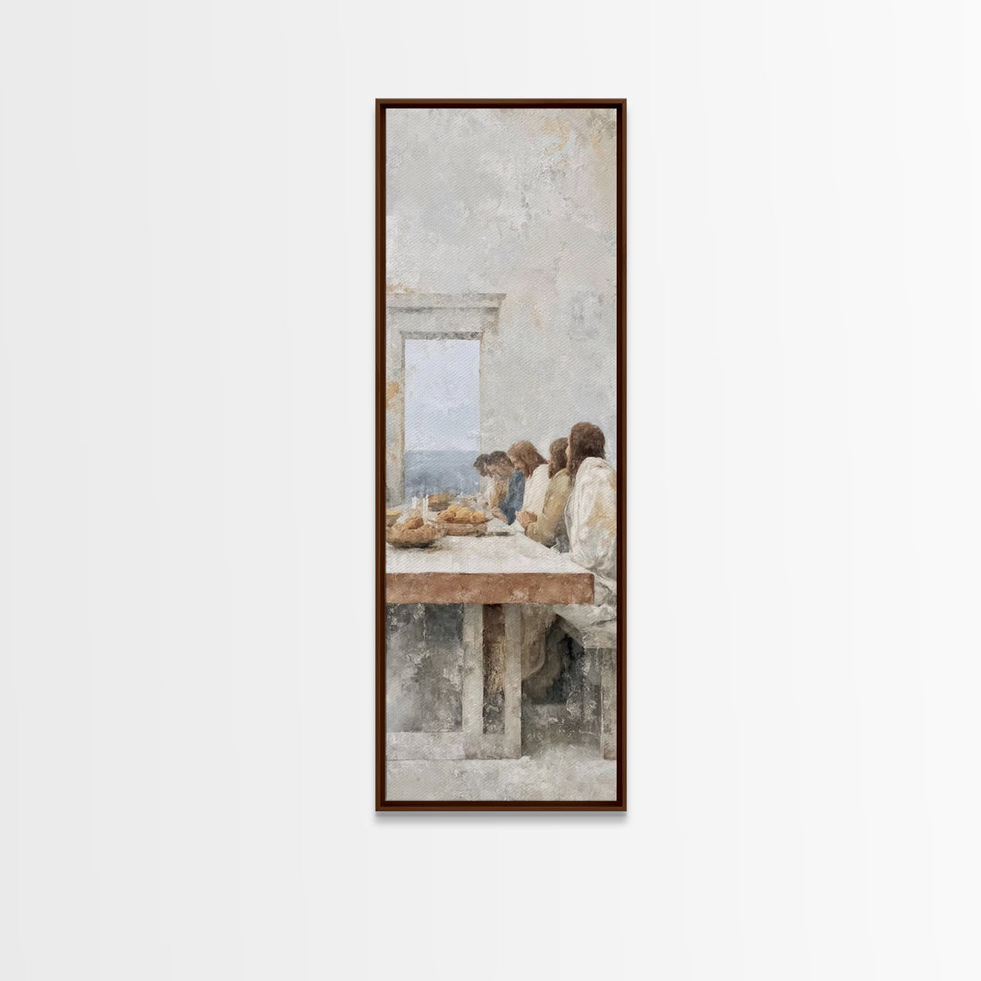 Bread Of Blessing – Framed Canvas Print – Christian Art Canvas – Christian Wall Art – Tall Skinny Art Print – Christian Painting – Minimali