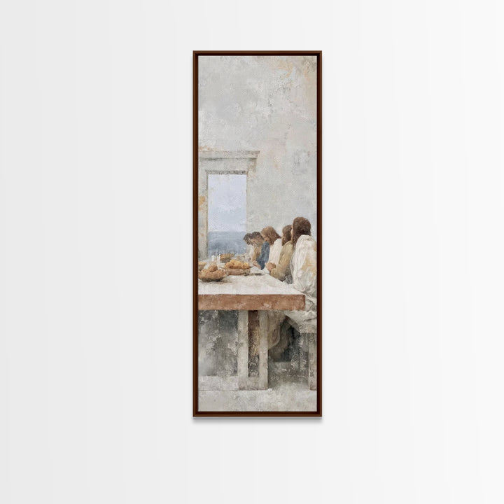Bread Of Blessing – Framed Canvas Print – Christian Art Canvas – Christian Wall Art – Tall Skinny Art Print – Christian Painting – Minimali