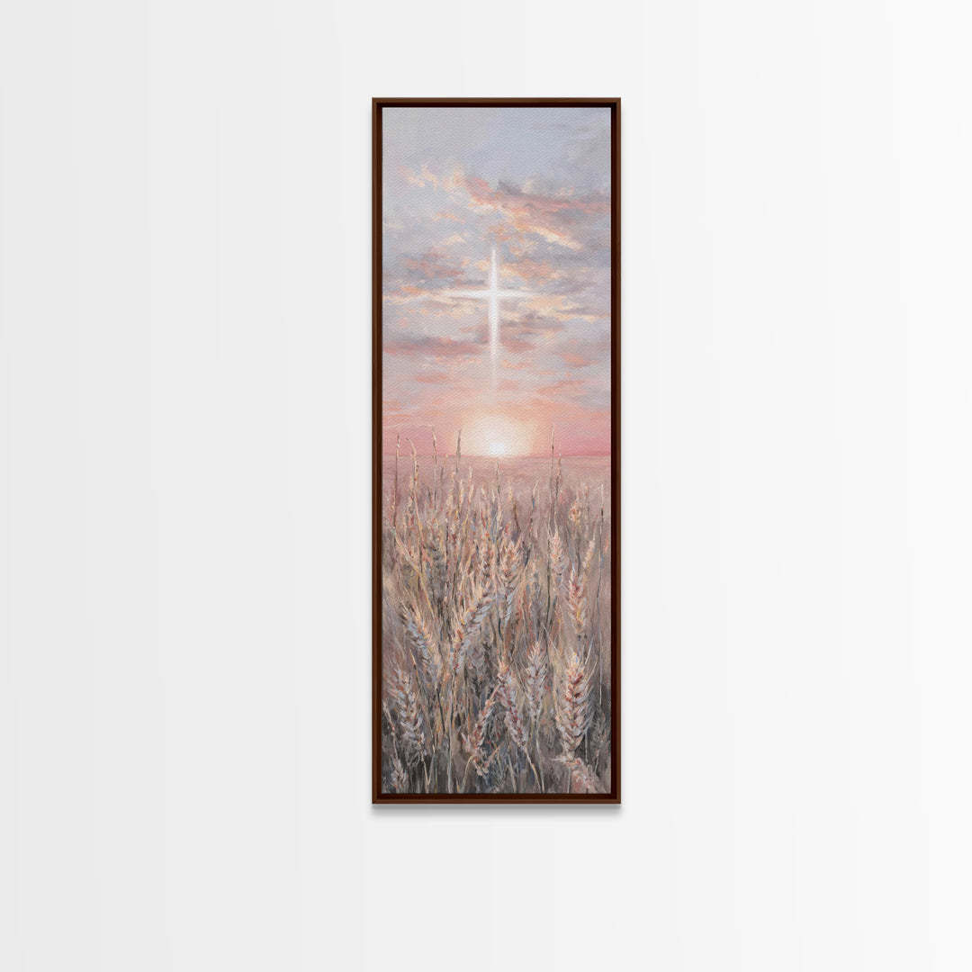 Sacred Supper Light – Framed Canvas Print – Christian Art Canvas – Christian Painting – Tall Skinny Art Print – Christian Wall Art – Vintag