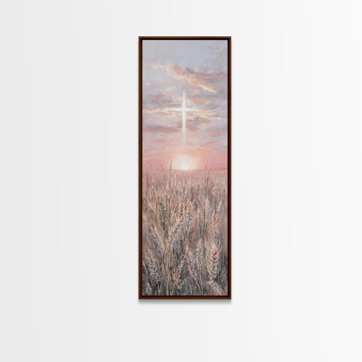 Sacred Supper Light – Framed Canvas Print – Christian Art Canvas – Christian Painting – Tall Skinny Art Print – Christian Wall Art – Vintag