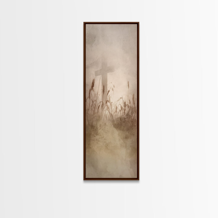 Crosswind Harvest – Framed Canvas Print – Christian Art Canvas – Christian Wall Art – Skinny Art – Subtle Christian Art – Christian Paintin