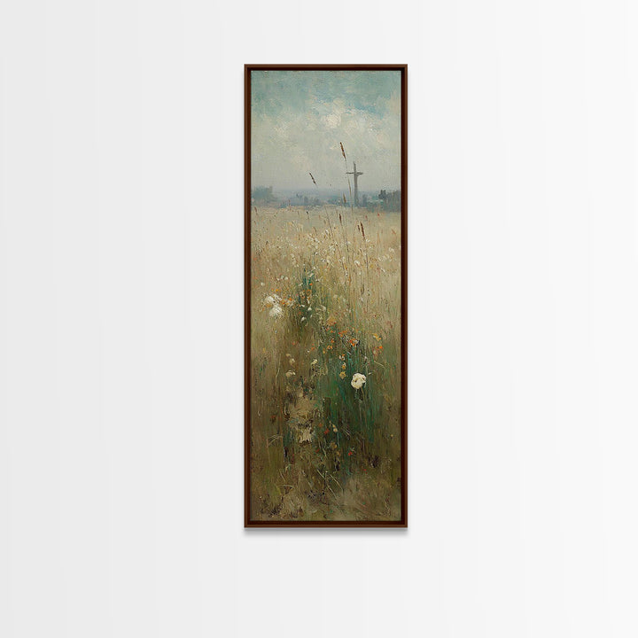 Heavenly Wheatlands – Framed Canvas Print – Christian Wall Art – Christian Art Canvas – Narrow Art – Christian Painting – Subtle Christian