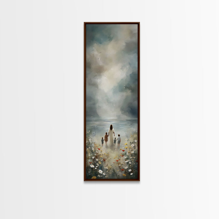 Garden Path Grace – Framed Canvas Print – Tall Narrow Wall Art – Christian Wall Art – Jesus Painting – Christian Art Canvas – Christmas Art