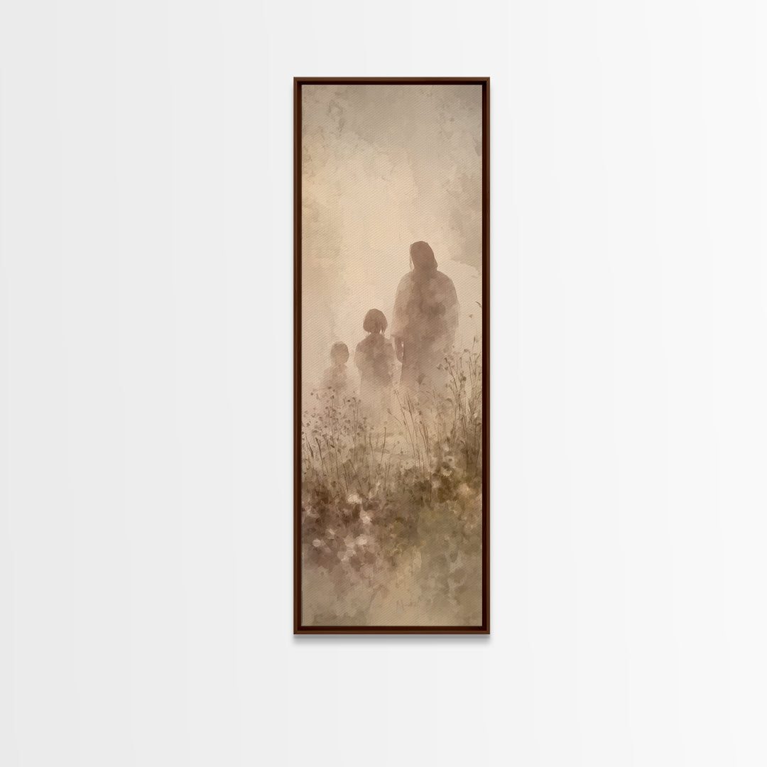 Heavenlight Meadow – Framed Canvas Print – Narrow Art – Christian Art Canvas – Jesus Painting – Christian Wall Art – Modern Christian Art –