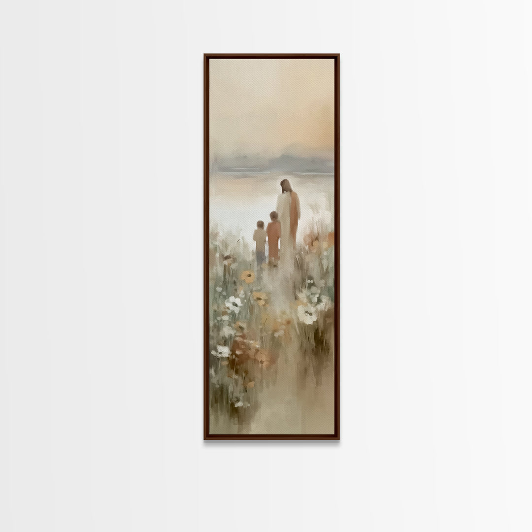 Fields Of Promise – Framed Canvas Print – Tall Narrow Wall Art – Christian Art Canvas – Jesus Painting – Christian Wall Art – Moody Christi