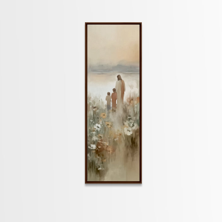 Fields Of Promise – Framed Canvas Print – Tall Narrow Wall Art – Christian Art Canvas – Jesus Painting – Christian Wall Art – Moody Christi