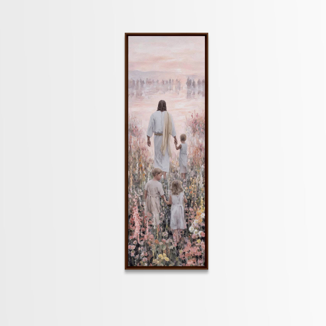 Morning Grace Bloom – Framed Canvas Print – Narrow Art – Christian Wall Art – Christian Art Print – Jesus Painting – Unique Christian Art –