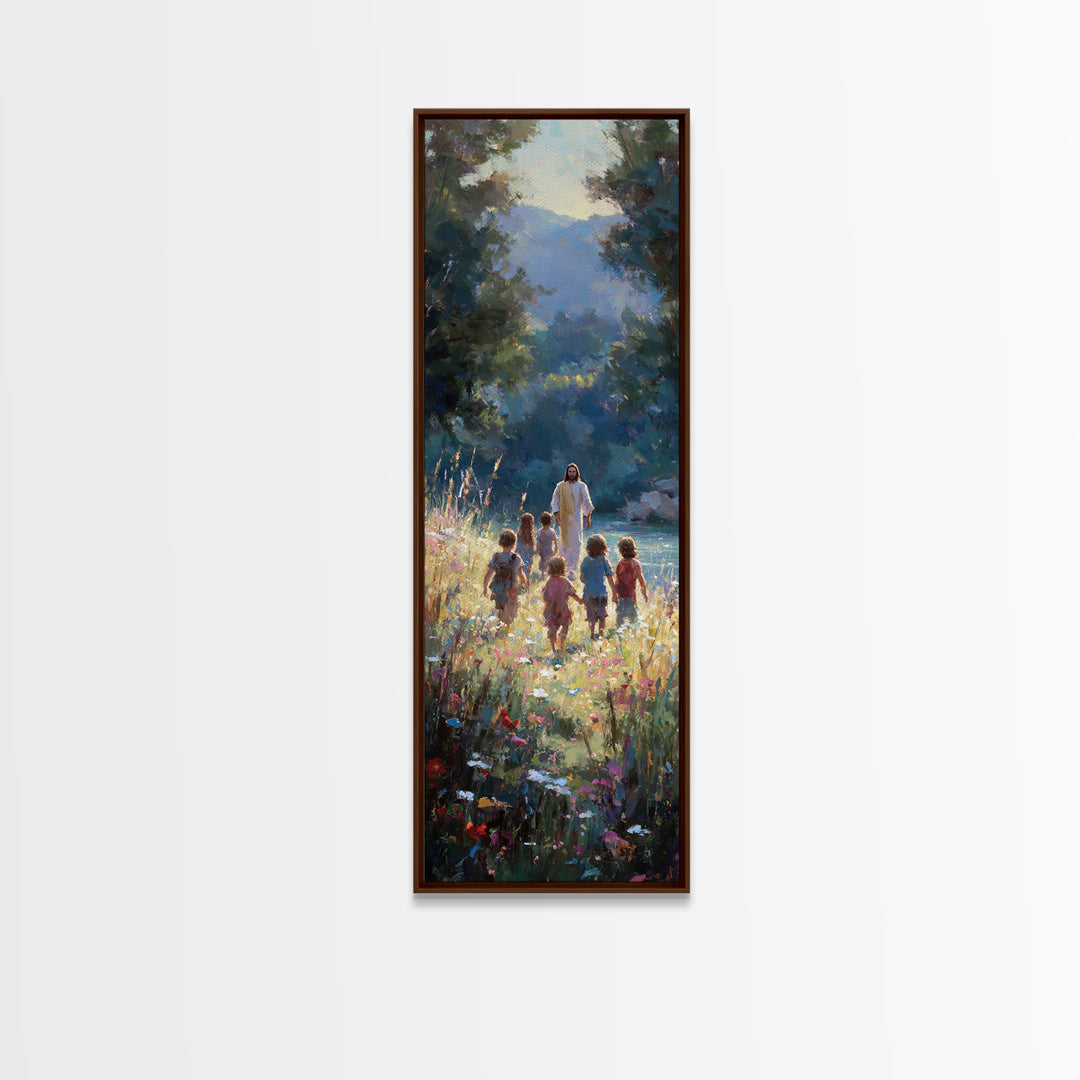 Valley Of Peace – Framed Canvas Print – Tall Skinny Art Print – Christian Art Canvas – Christian Wall Art – Jesus Painting – Modern Christi