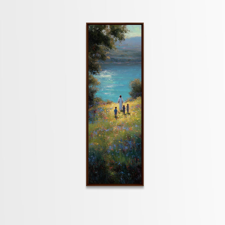 Quiet Shepherd Path – Framed Canvas Print – Tall Narrow Wall Art – Christian Art Print – Jesus Painting – Christian Wall Art – Minimalist C