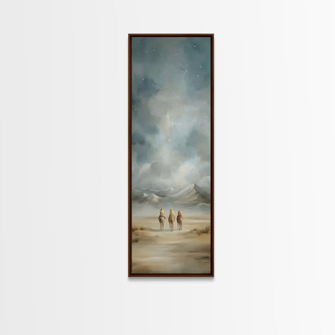 Starry Night Caravan – Framed Canvas Print – Tall Skinny Art Print – Christian Wall Art – Christmas Wall Art – Christian Decor – Christian