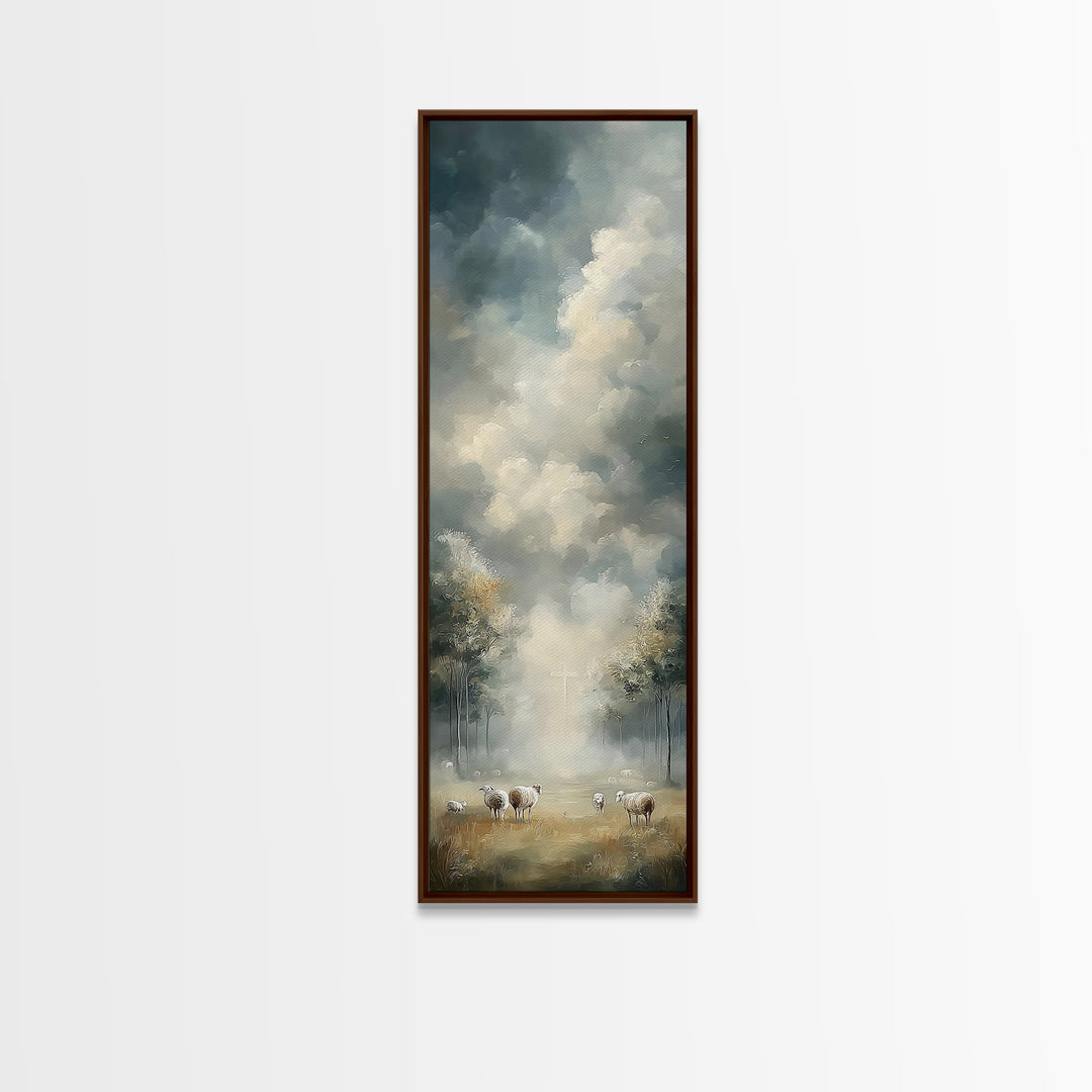 Crosslight Path – Framed Canvas Print – Narrow Art – Christian Art Canvas – Christian Wall Art – Modern Christian Art – Christmas Art – Chr