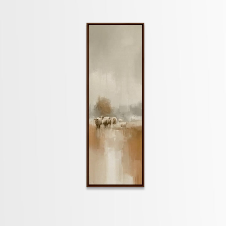 Soft Pasture Peace – Framed Canvas Print – Tall Skinny Art Print – Christian Wall Art – Christian Art Canvas – Moody Christian Art – Jesus