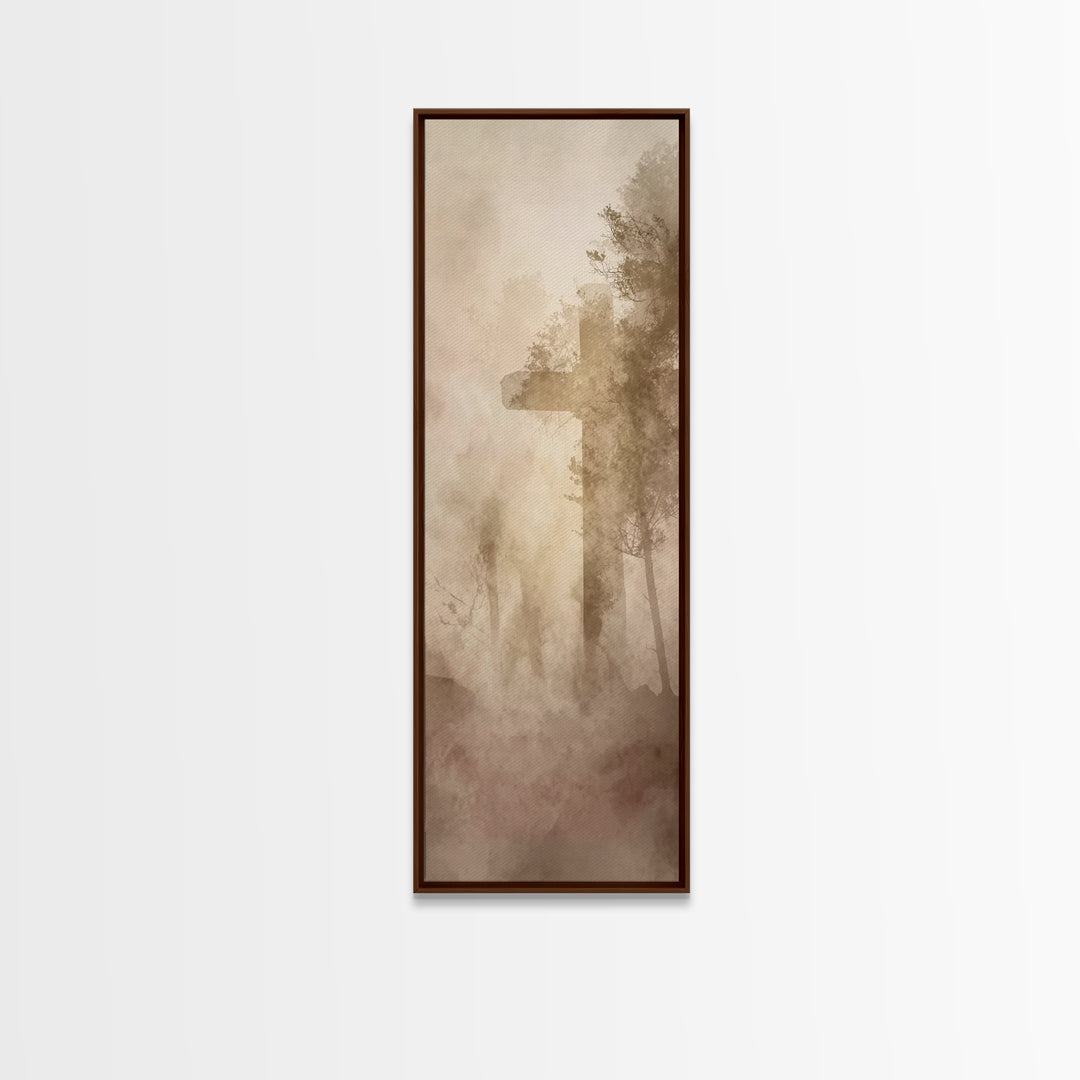 Cross Of Serenity – Framed Canvas Print – Tall Narrow Wall Art – Christian Art Canvas – Christian Wall Art – Moody Christian Art – Christma