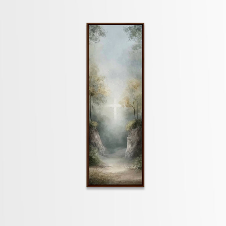 Heavenly Grove Light, Framed Canvas Print, Narrow Art, Christian Wall Art, Christian Art Canvas, Jesus Painting, Christmas Art, Christian C
