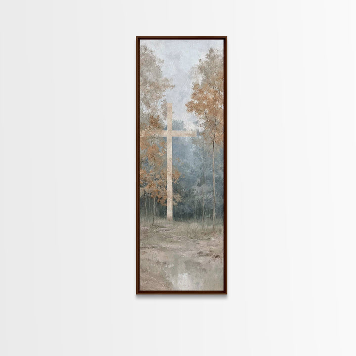 Cross Of Dawn | Framed Canvas Print | Tall Narrow Wall Art | Christian Art | Christian Canvas Art | Jesus Painting | Christmas Art | Christ