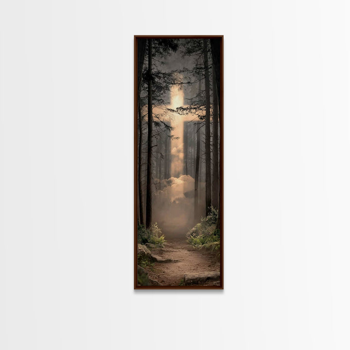Radiant Forest Path, Framed Canvas Print, Tall Skinny Art Print, Christian Art, Jesus Painting, Christian Canvas Art, Christmas Art, Christ
