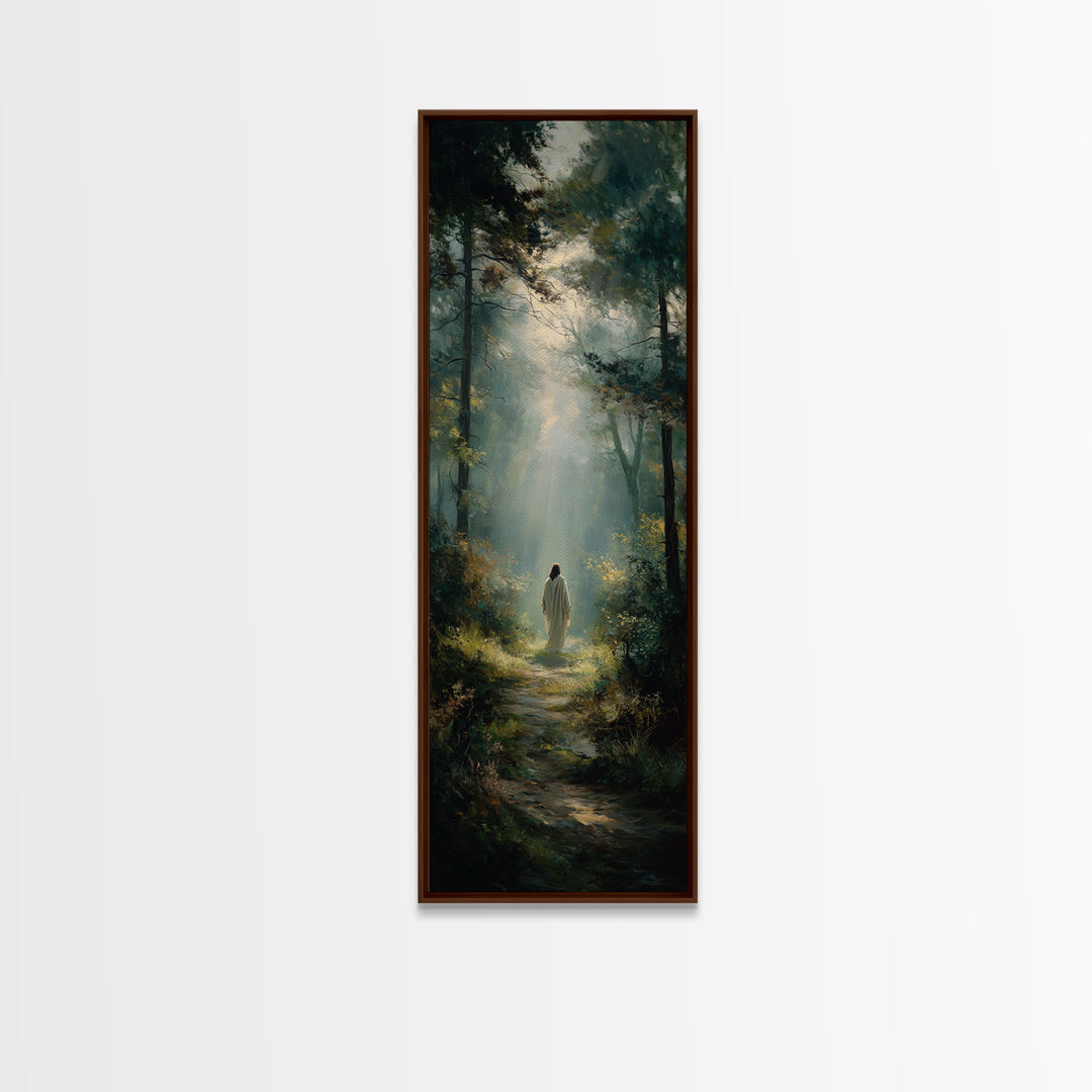 Sacred Journey Glow | Framed Canvas Print | Tall Skinny Art Print | Christian Art | Jesus Painting | Christian Canvas Art | Christmas Art |
