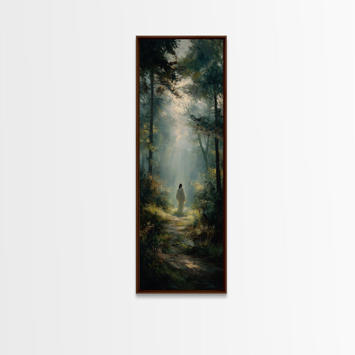 Sacred Journey Glow | Framed Canvas Print | Tall Skinny Art Print | Christian Art | Jesus Painting | Christian Canvas Art | Christmas Art |