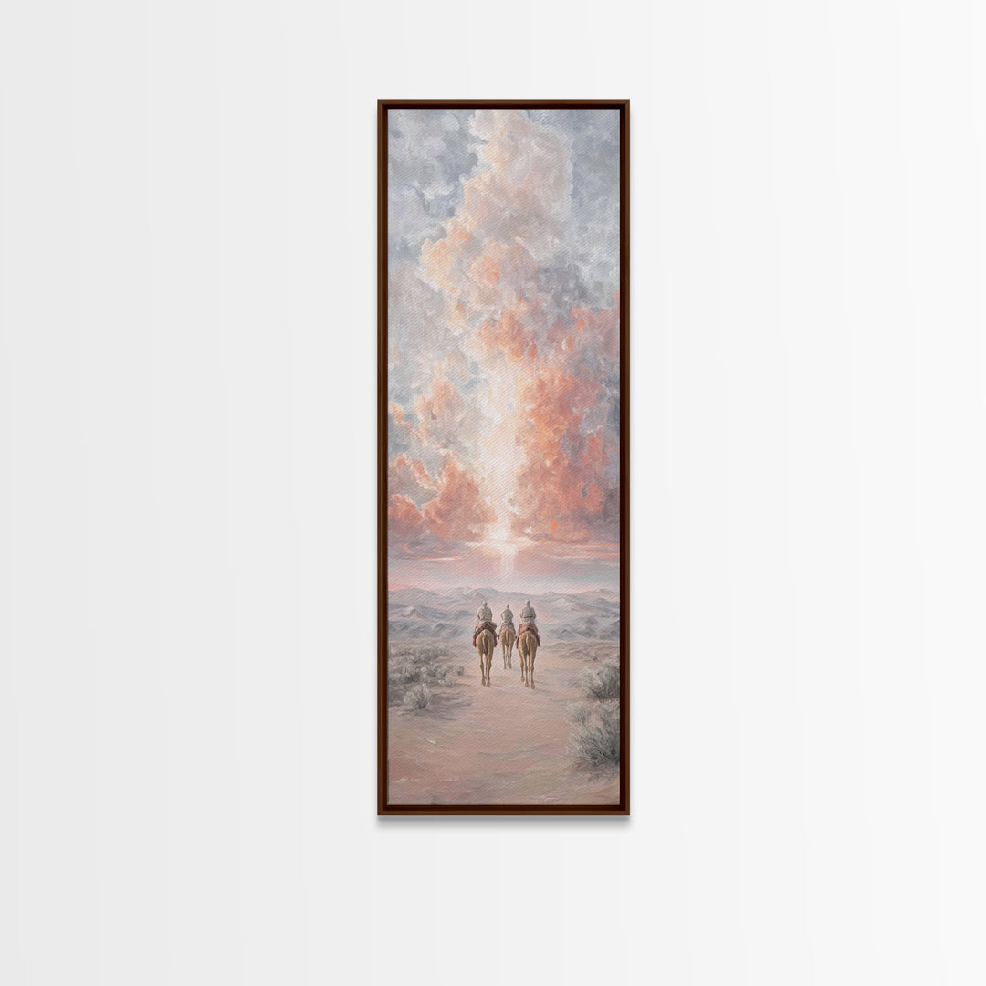 Radiant Dawn Journey – Framed Canvas Print – Christmas Wall Art – Christian Art – Tall Skinny Art Print – Christian Decor – Christian Chris