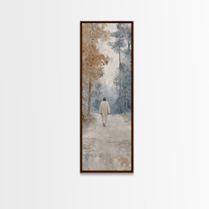 Silent Winter Grace | Framed Canvas Print | Christian Wall Art | Jesus Painting | Narrow Art | Vintage Christian Art | Christian Christmas