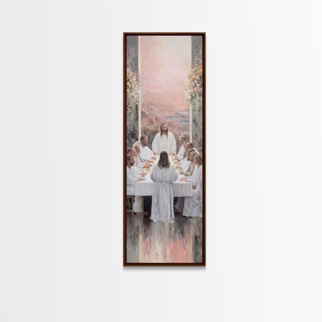 Supper Of Light – Framed Canvas Print – Christian Wall Art – Jesus Painting – Narrow Art – Modern Christian Art – Christian Christmas Art