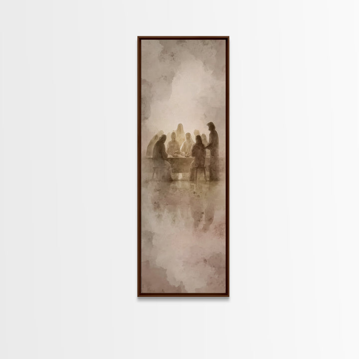 Gathered In Faith, Framed Canvas Print, Christian Art Canvas, Christian Painting, Skinny Art, Christian Wall Art, Christmas Art
