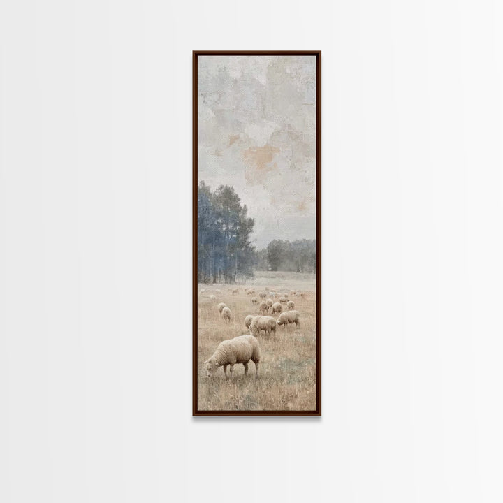 Autumn Meadow Flock – Framed Canvas Print – Christian Wall Art – Christian Art Canvas – Pastoral Christian Art – Modern Christian Art – Chr