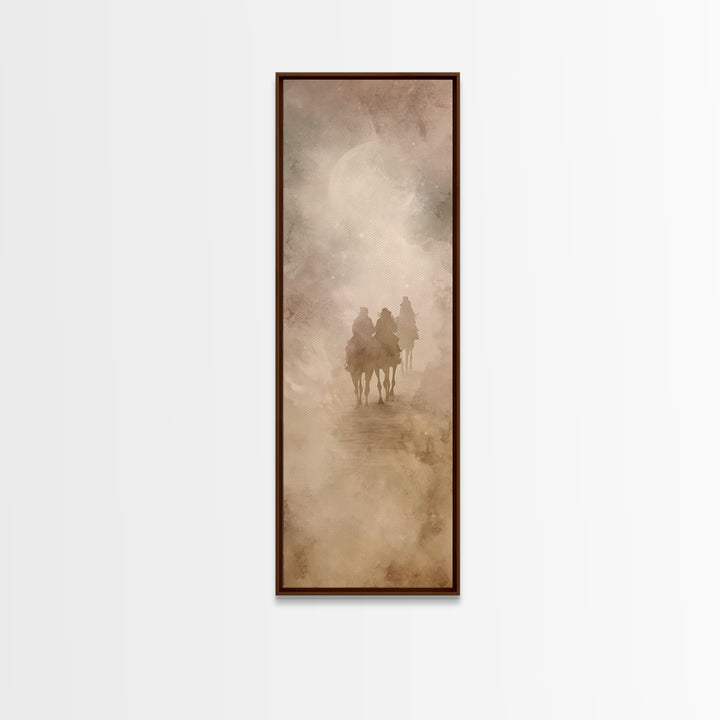 Holy Night Riders – Framed Canvas Print – Tall Narrow Wall Art – Christian Art Canvas – Christian Wall Art – Christmas Art – Christian Deco