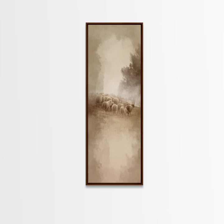 Shepherds In Light – Framed Canvas Print – Tall Narrow Wall Art – Christian Wall Art – Christian Art Canvas – Christmas Art – Pastoral Scen