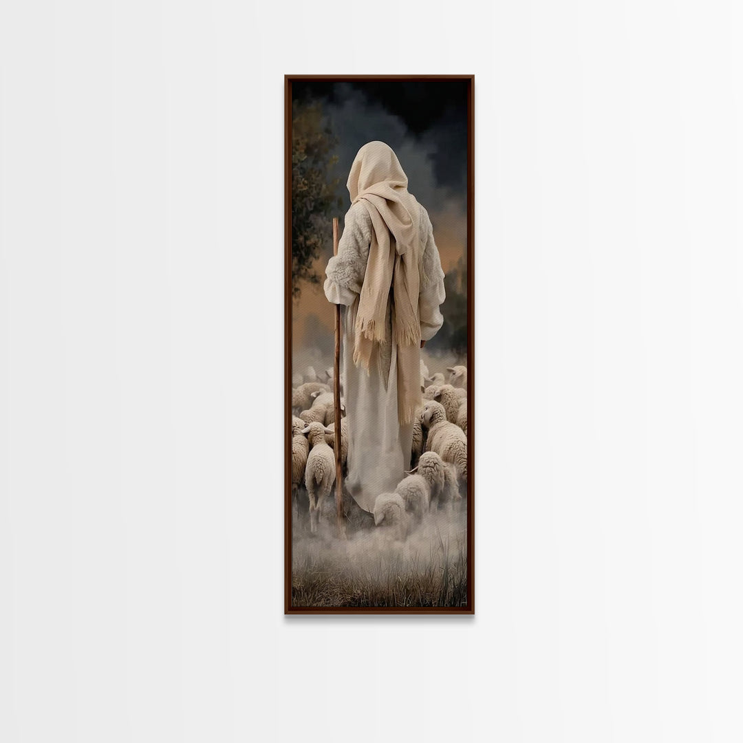 Guiding Shepherd Path – Framed Canvas Print – Narrow Art – Christian Art Canvas – Jesus Painting – Christian Wall Art – Christmas Art
