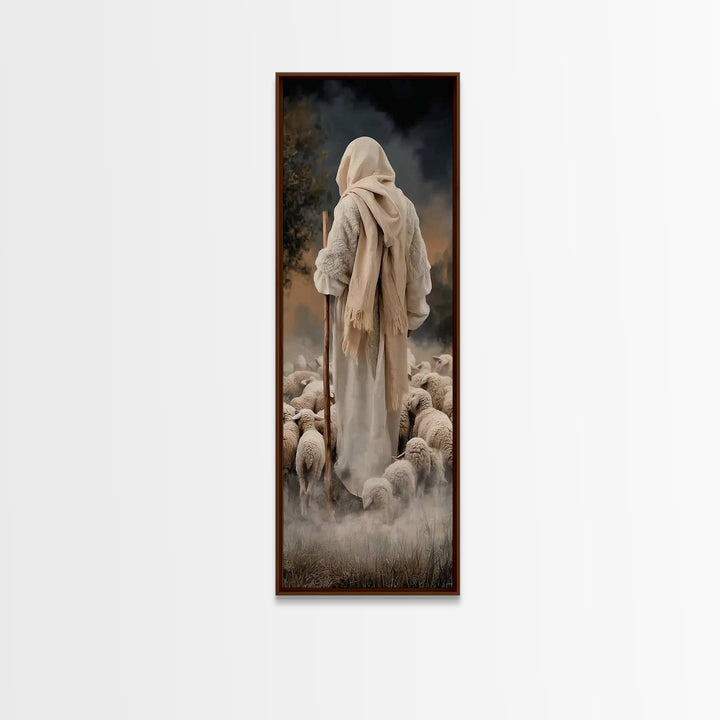 Guiding Shepherd Path – Framed Canvas Print – Narrow Art – Christian Art Canvas – Jesus Painting – Christian Wall Art – Christmas Art