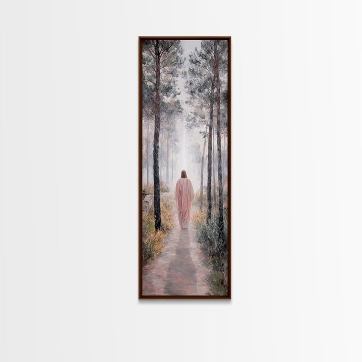 Walk Into Light – Framed Canvas Print – Tall Narrow Wall Art – Christian Wall Art – Moody Christian Art – Christian Art Canvas – Christmas