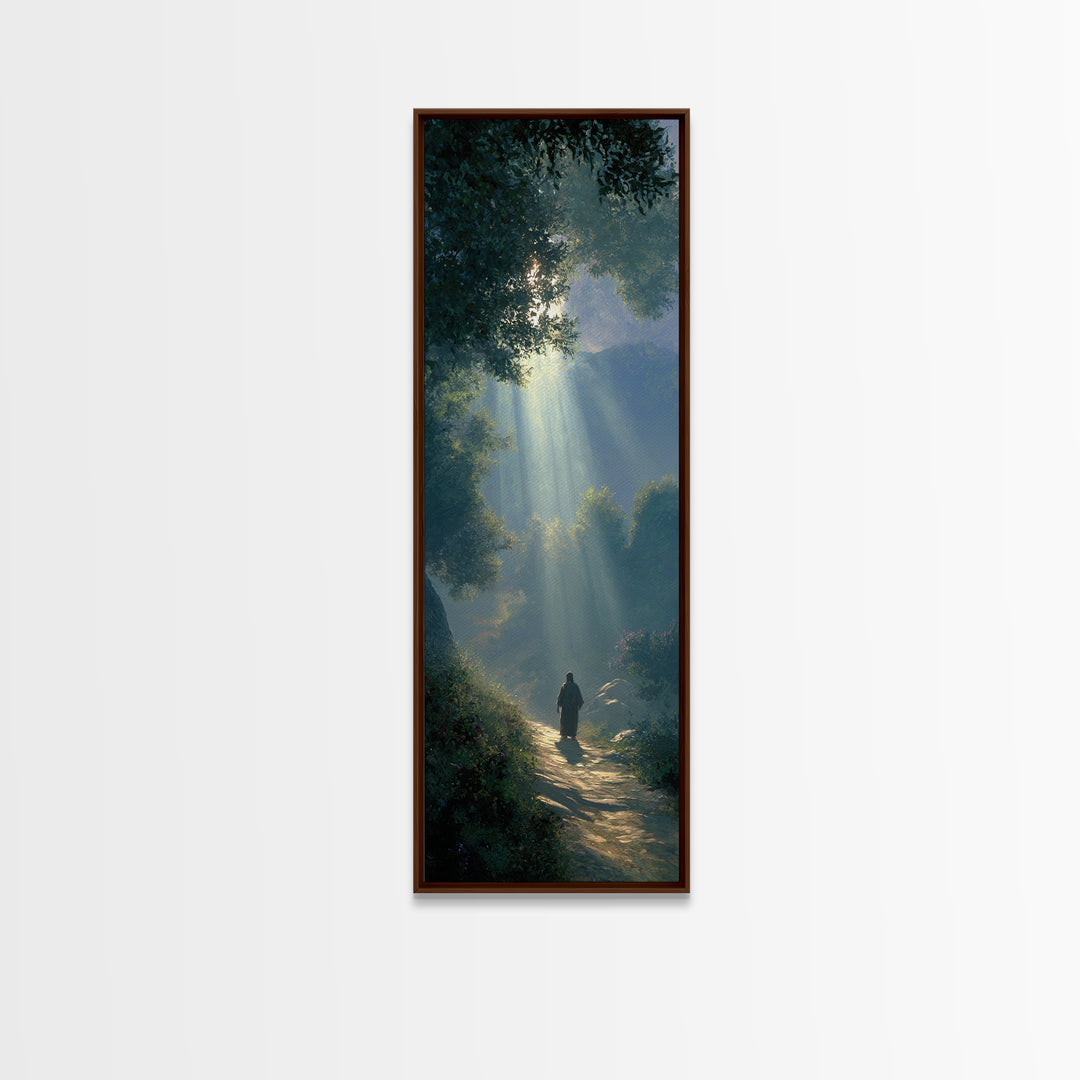 Sacred Woodland Path – Framed Canvas Print – Narrow Art – Christian Art Canvas – Christian Wall Art – Moody Christian Art – Christmas Art