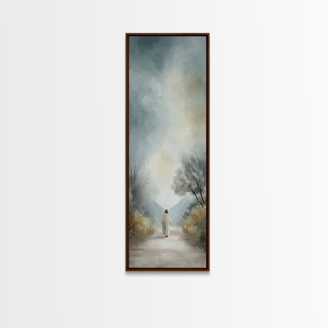 Path Of Peace – Framed Canvas Print – Tall Narrow Wall Art – Christian Wall Art – Jesus Painting – Christian Art Canvas – Christmas Art