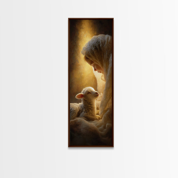 Radiant Mercy | Framed Canvas Print | Skinny Art | Christian Wall Art | Christian Christmas Art | Jesus Painting | Christian Art Gift