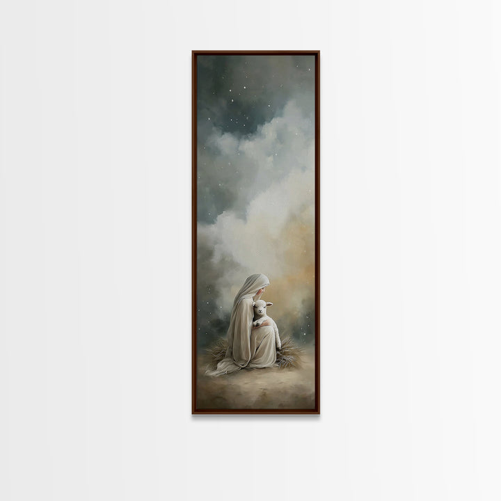 Starry Nativity – Framed Canvas Print – Skinny Art – Christian Wall Art – Christmas Art – Christian Art Canvas – Jesus Christmas Art