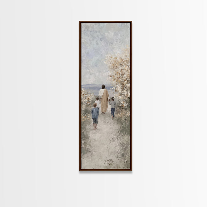 Spring Path Blessing – Framed Canvas Print – Tall Narrow Wall Art – Christian Wall Art – Jesus Painting – Christian Art Canvas – Christian