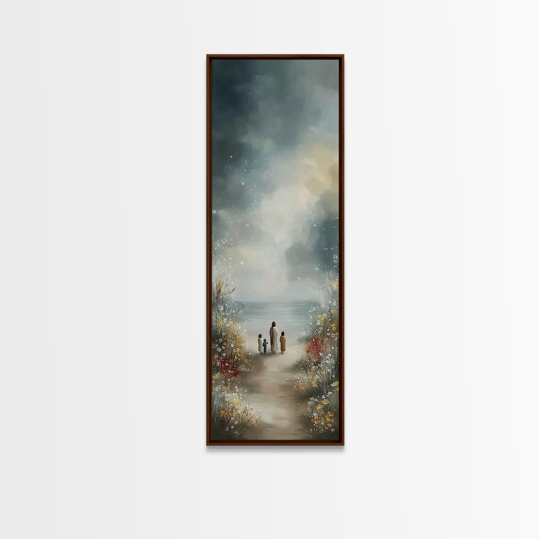 Blooming Path Hope, Framed Canvas Print, Skinny Art, Christian Art Canvas, Jesus Painting, Christian Wall Art, Christian Gift
