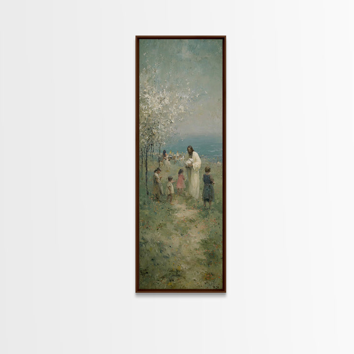 Gathered In Faith | Framed Canvas Print | Narrow Art | Christian Art Canvas | Jesus Painting | Christian Wall Art | Christian Gift Ideas