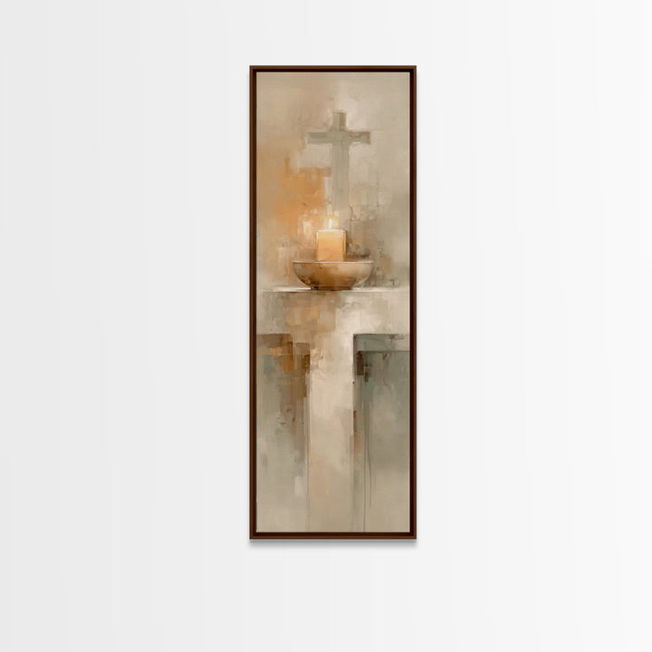 Candlelit Savior Hope – Framed Canvas Print – Christian Wall Art – Tall Narrow Wall Art – Christian Art – Christmas Art – Christian Art Can